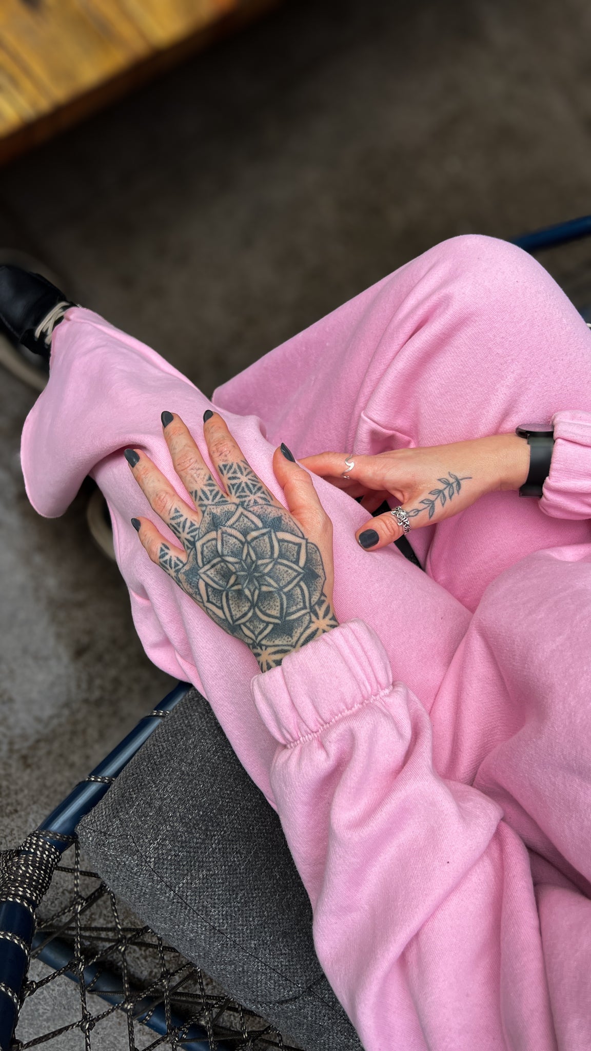 Conjunto Calça Pantalona com Moletom Gola Alta Rosa Baby