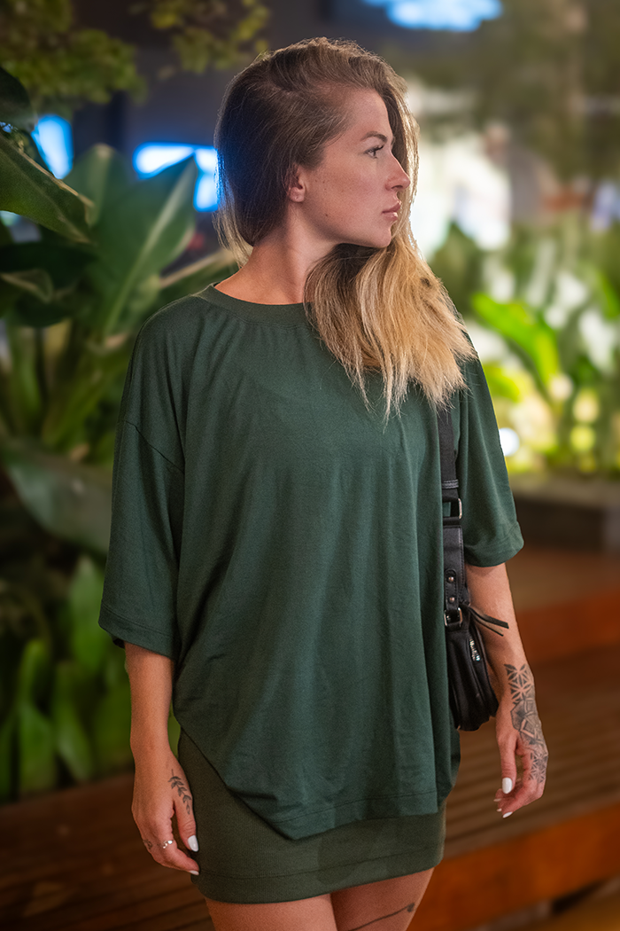 Conjunto Oversized + Mini Saia Canelada Militar