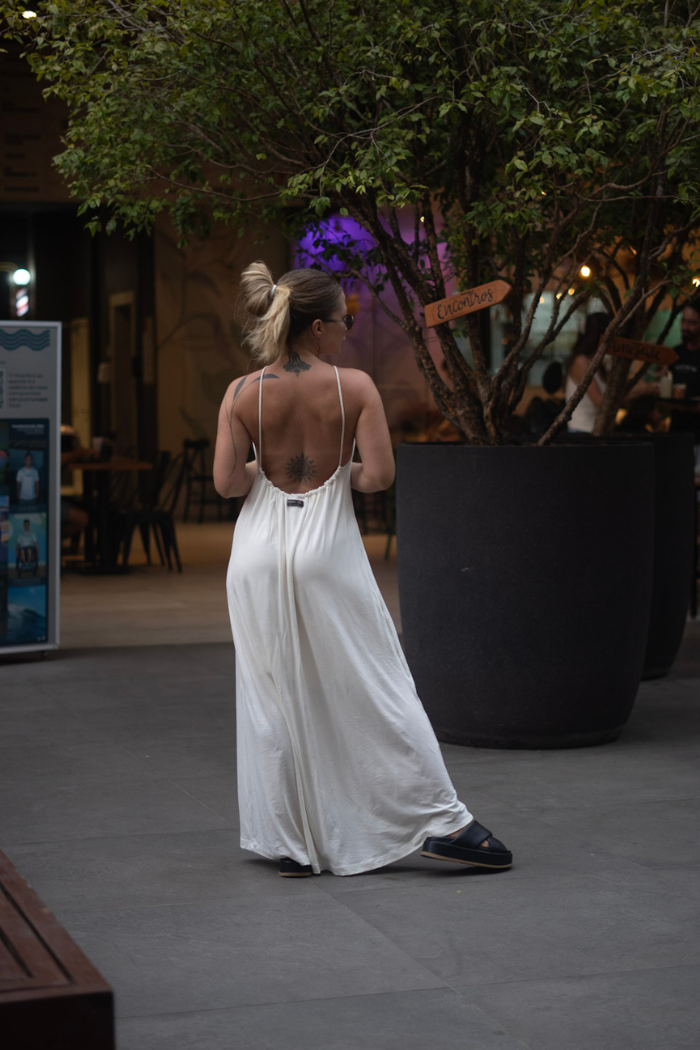 Vestido Frente Única Offwhite Longo
