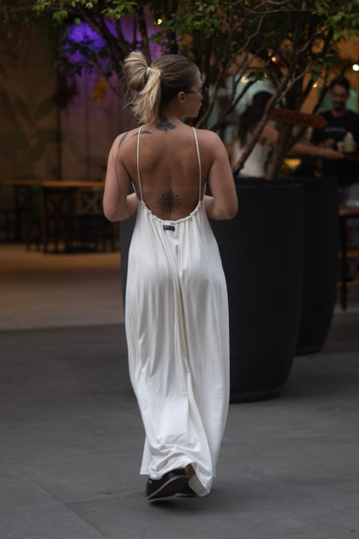 Vestido Frente Única Offwhite Longo