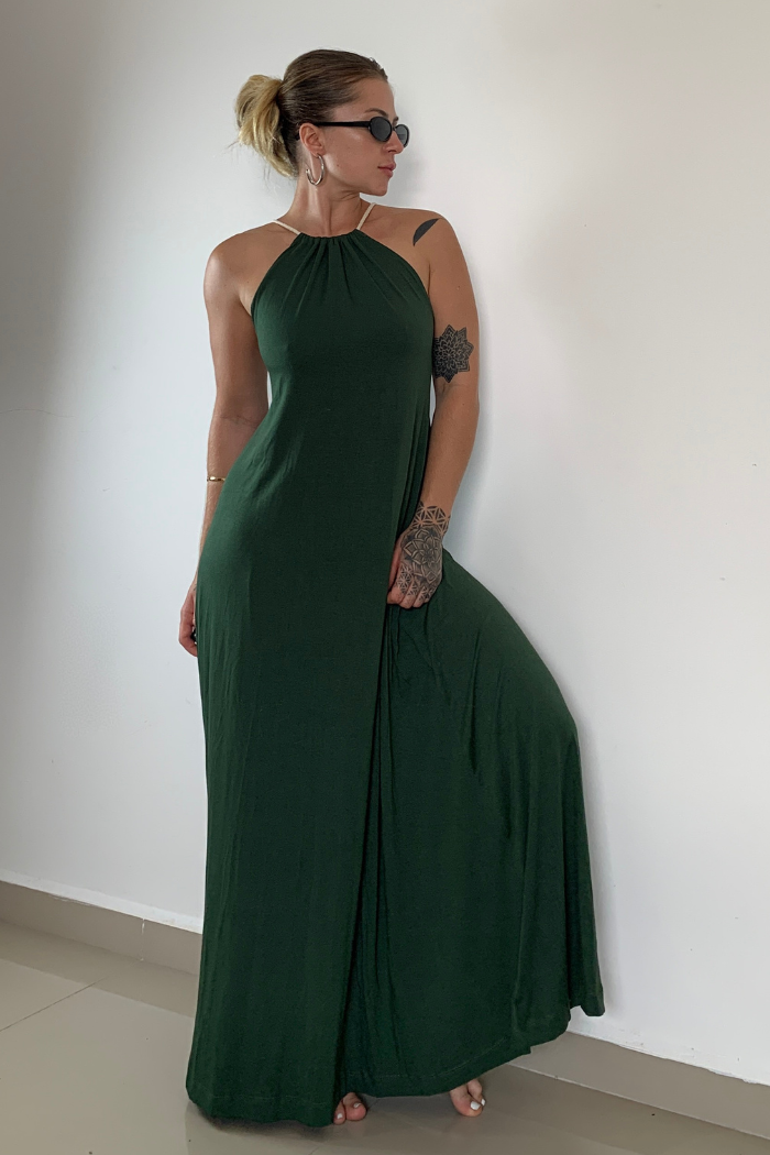 Vestido Frente Única Longo Militar