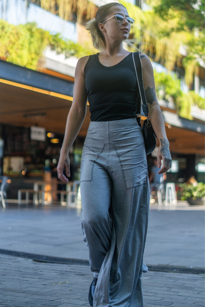 Calça Pantalona Cinza
