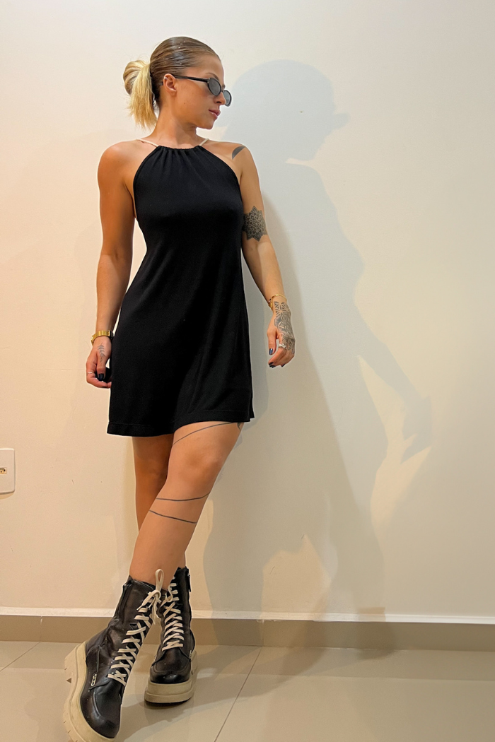 Vestido Frente Única Curto Preto
