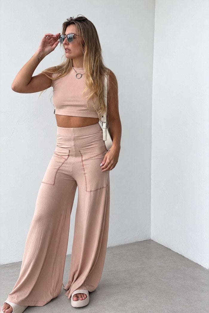 Cropped Canelado Nude