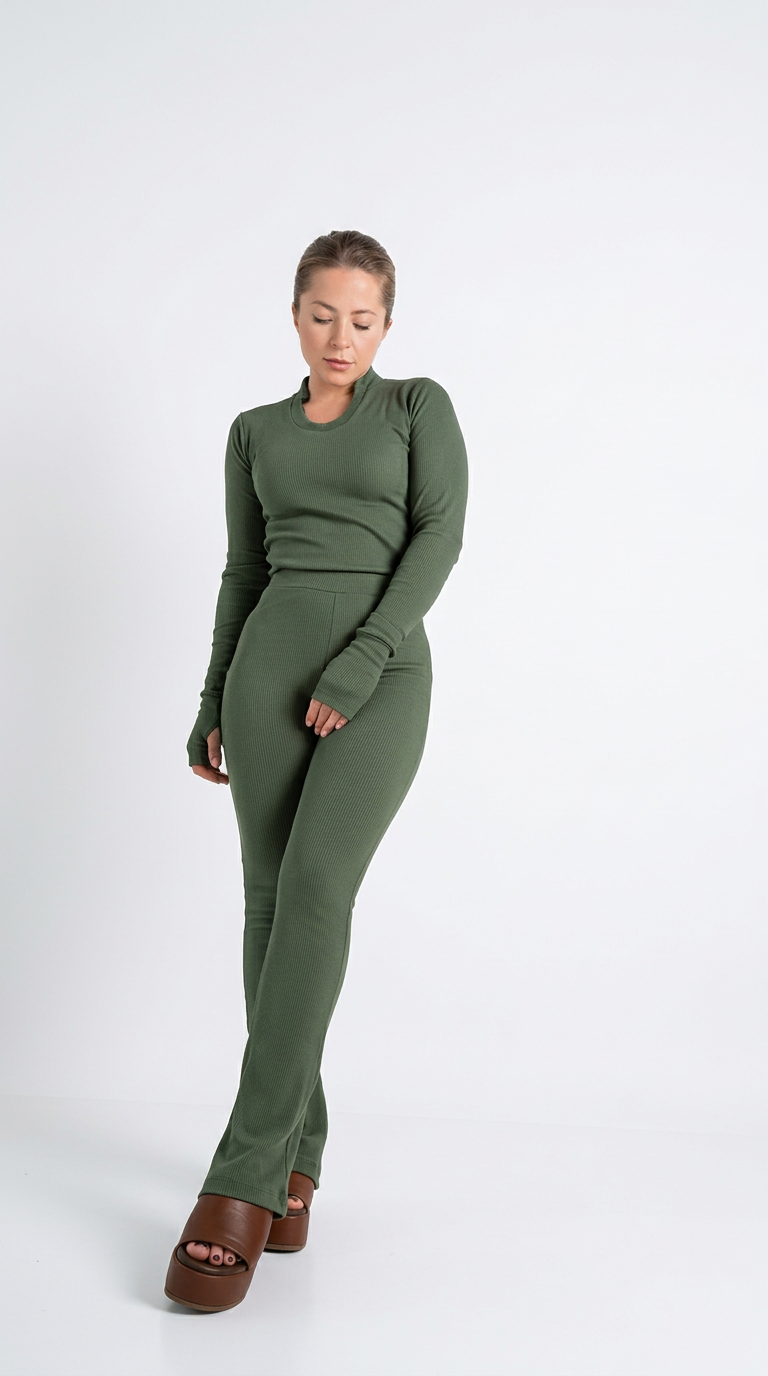 Conjunto Canelado Verde Militar