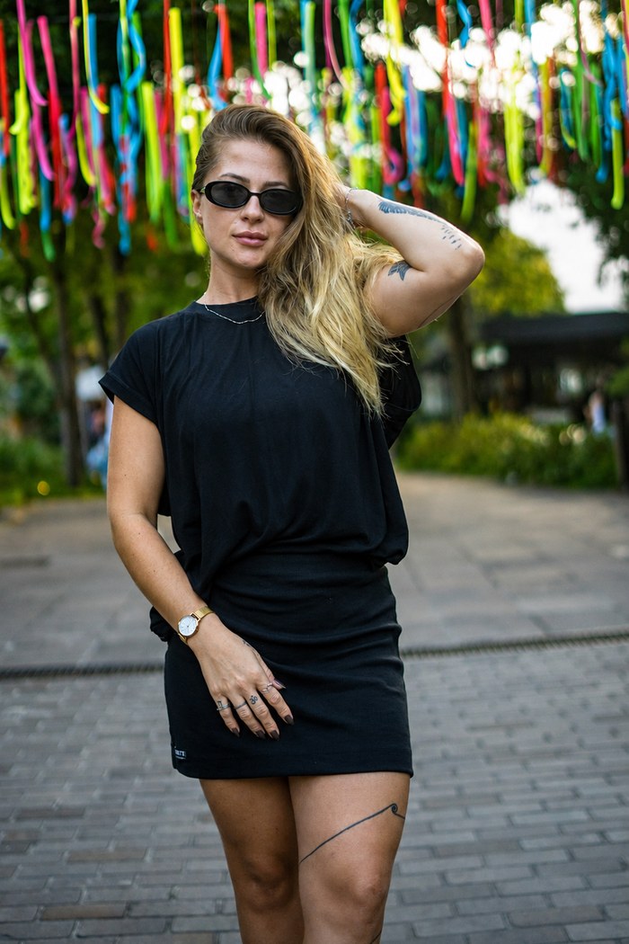 Conjunto Regata oversized com Mini saia canelada Preta
