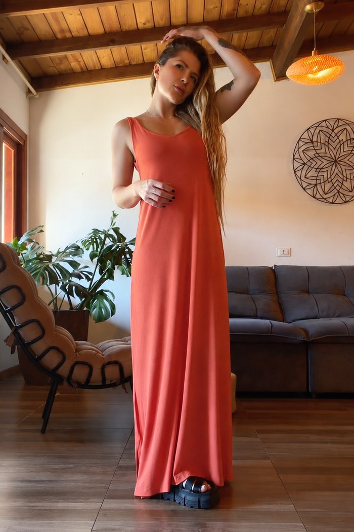 Vestido Amplo Telha