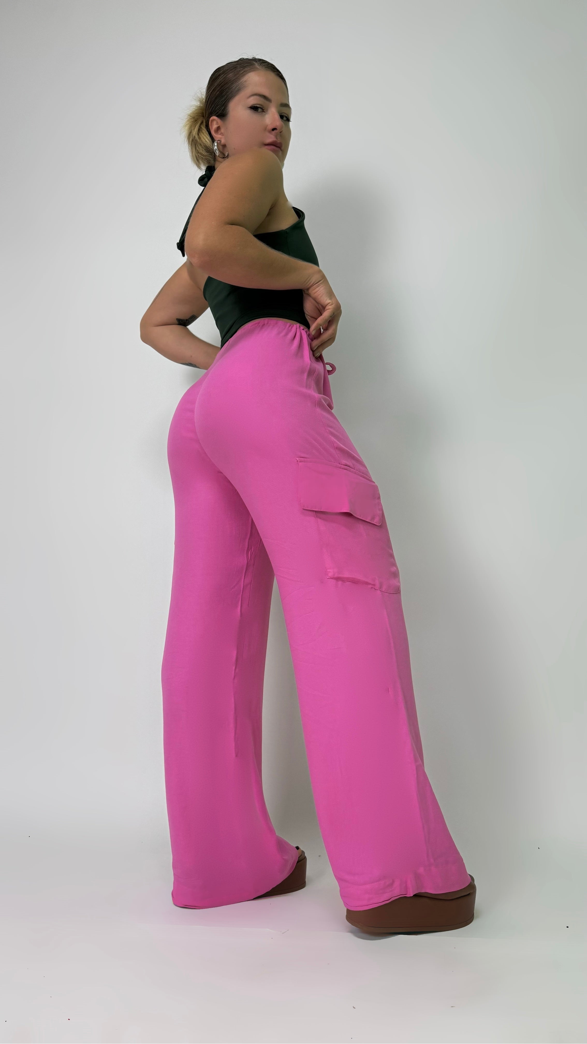 Calça Cargo Rosa Feminino