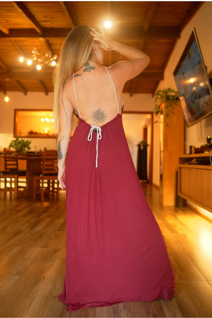 Vestido Frente Única Marsala Longo