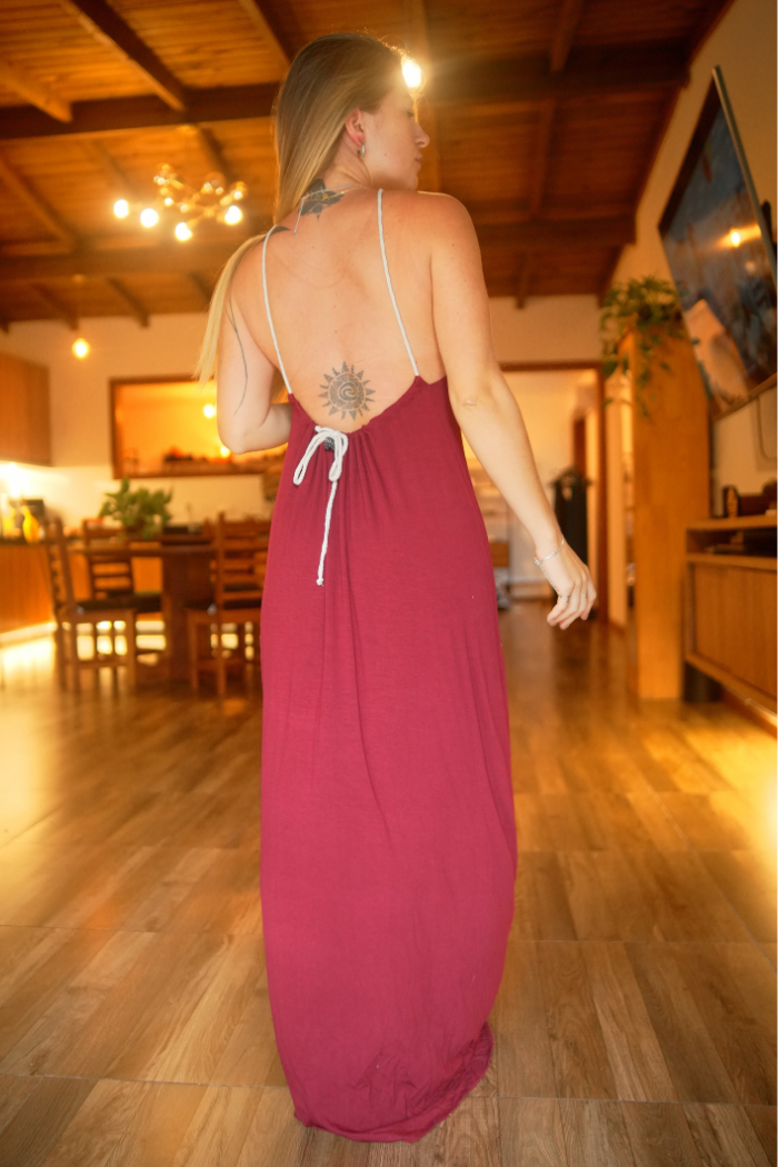 Vestido Frente Única Marsala Longo