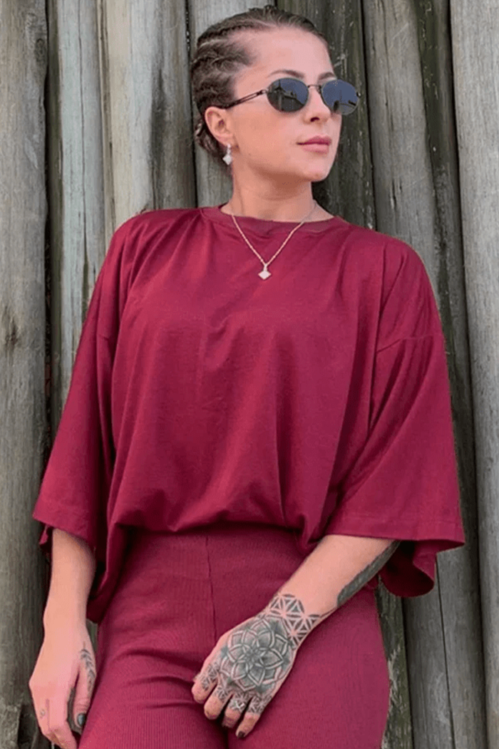 Camiseta Oversized Marsala