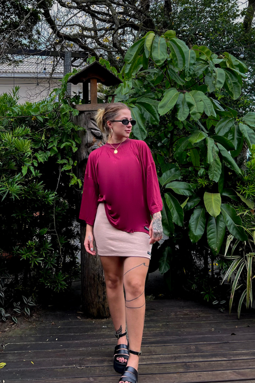 Camiseta Oversized Marsala