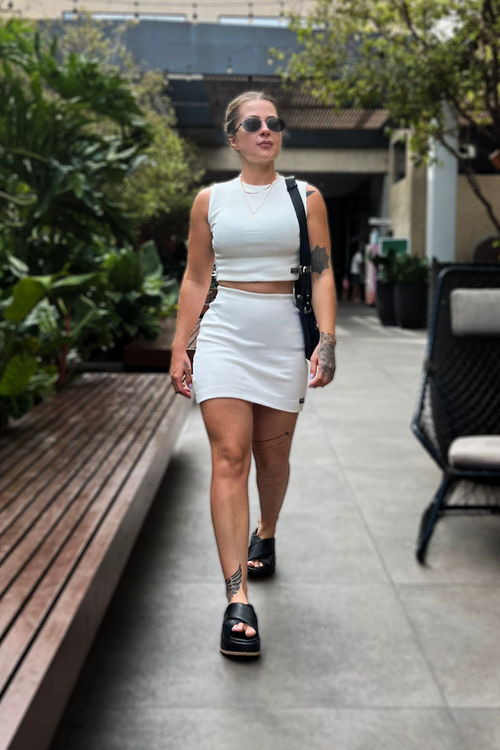 Mini Saia Canelada Branca