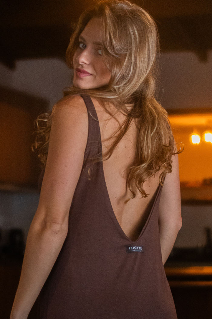 Vestido Amplo Marrom