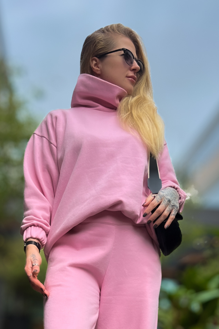 Moletom Gola Alta Rosa Baby