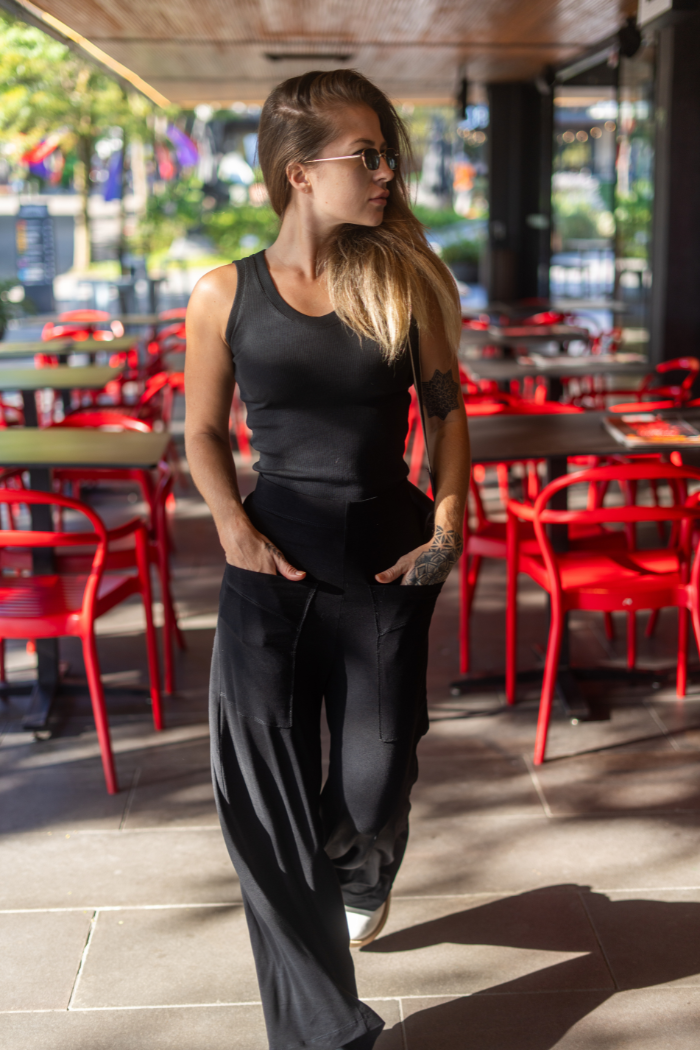 Conjunto Pantalona com Blusa Canelada
