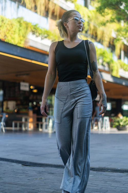 Calça Pantalona Cinza