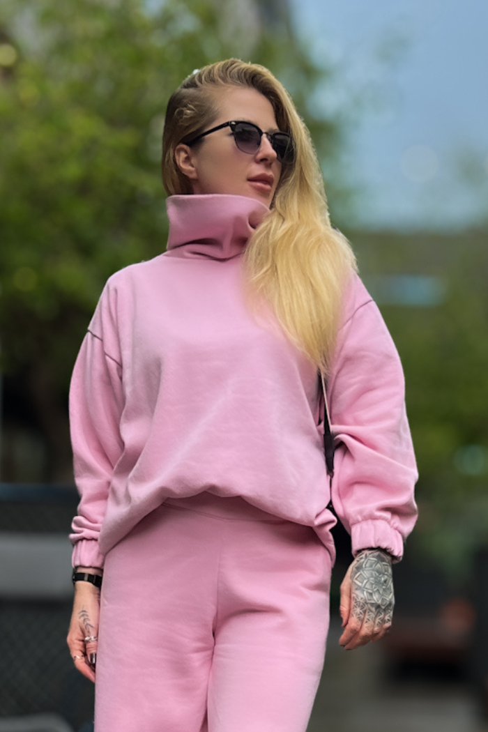 Moletom Gola Alta Rosa Baby