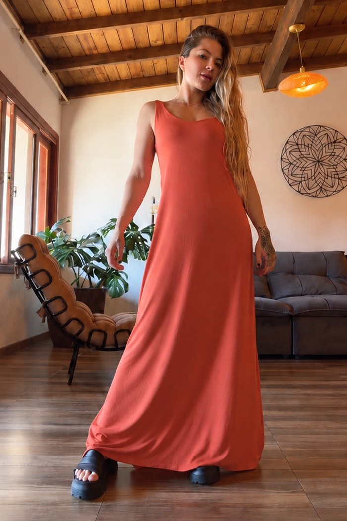 Vestido Amplo Telha